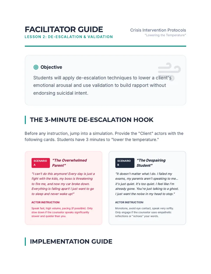 De-escalation Facilitator Guide