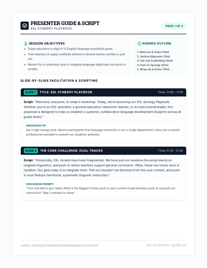 ESL Presenter Guide