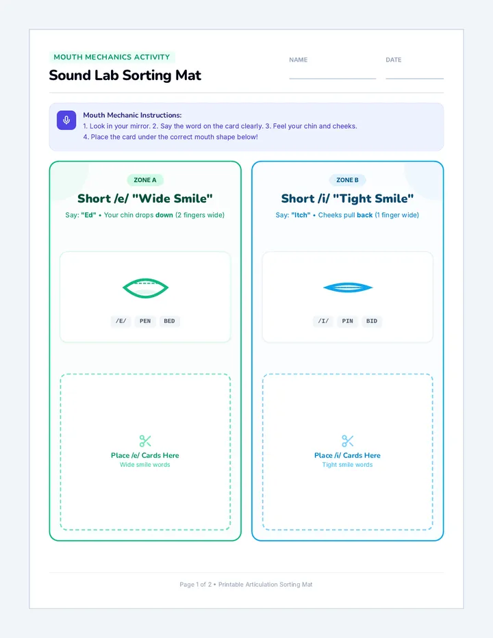 Mouth Mechanics Sorting Cards