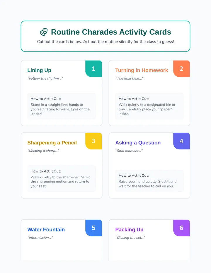 Routine Charades Activity Cards
