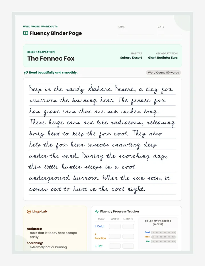 Cursive Creatures Binder Pages