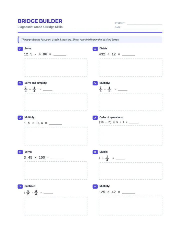 Bridge Builder Worksheet
