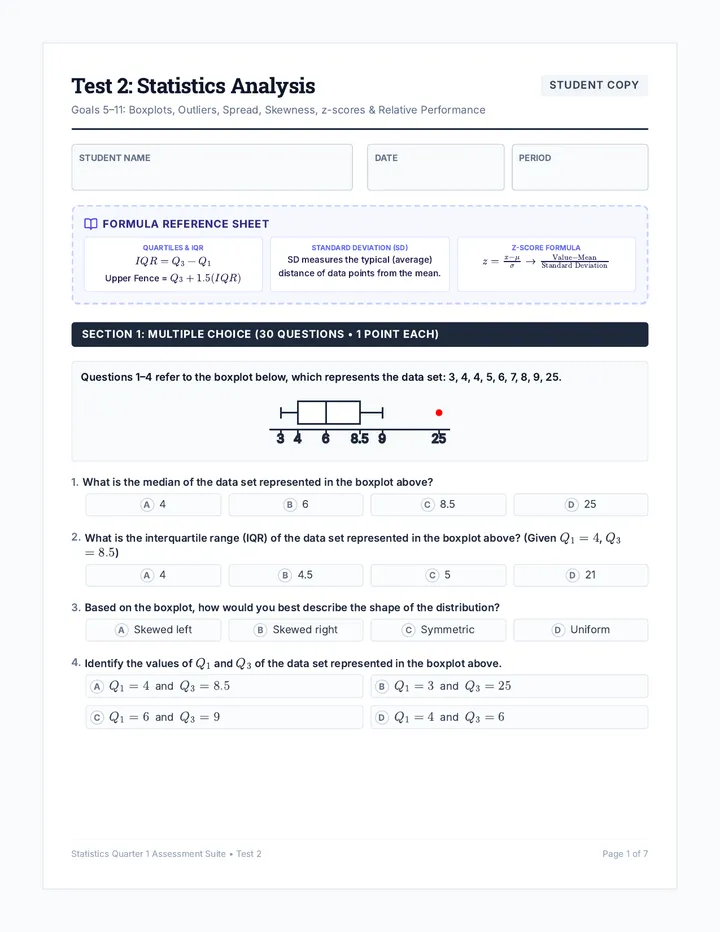 Statistics Test 2 Student Handout