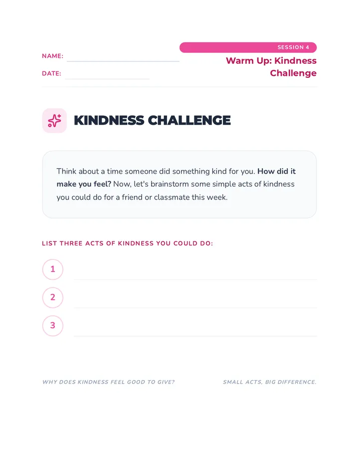 Kindness Challenge Warm Up