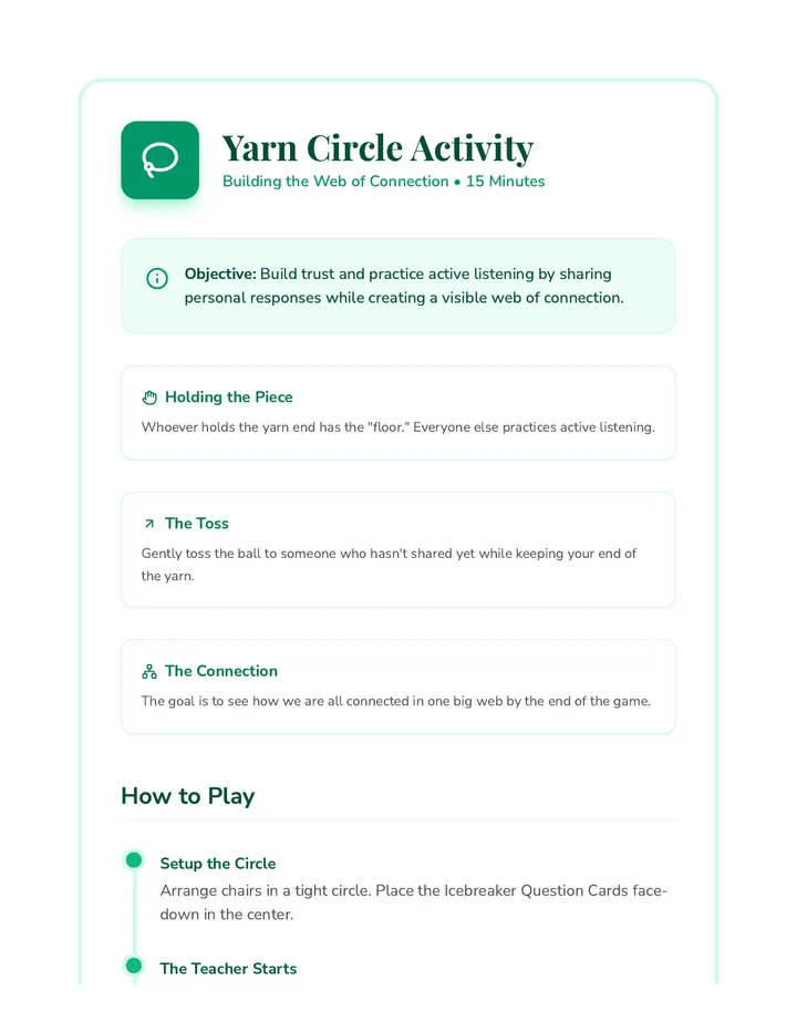 Yarn Circle Activity Guide