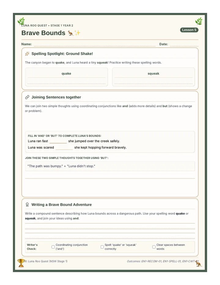 Brave Bounds Worksheet