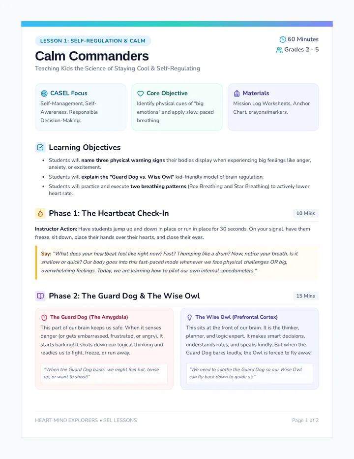 Calm Commanders Teacher Guide