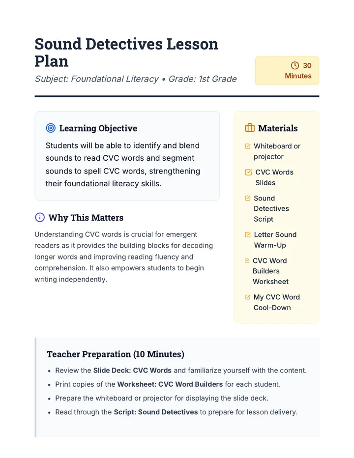 Sound Detectives Lesson Plan