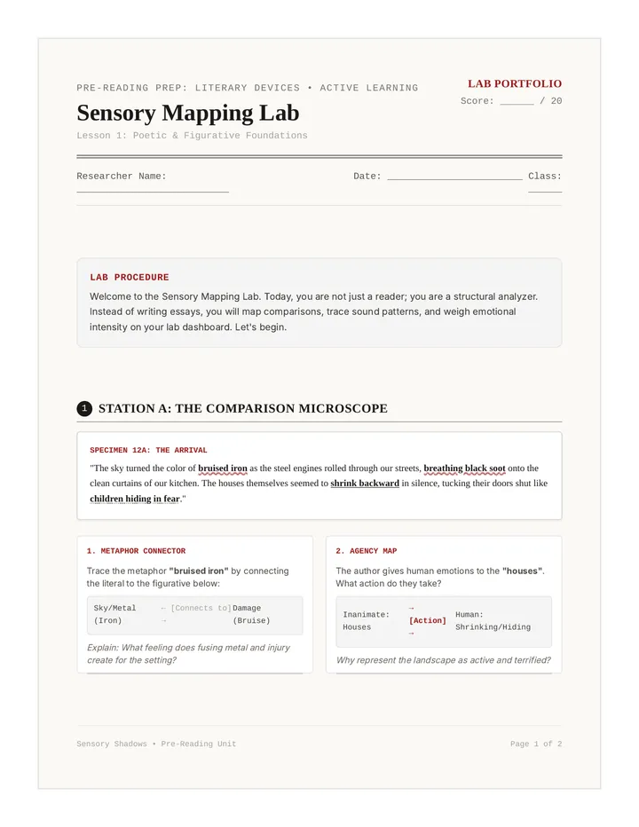 Sensory Shadows Worksheet