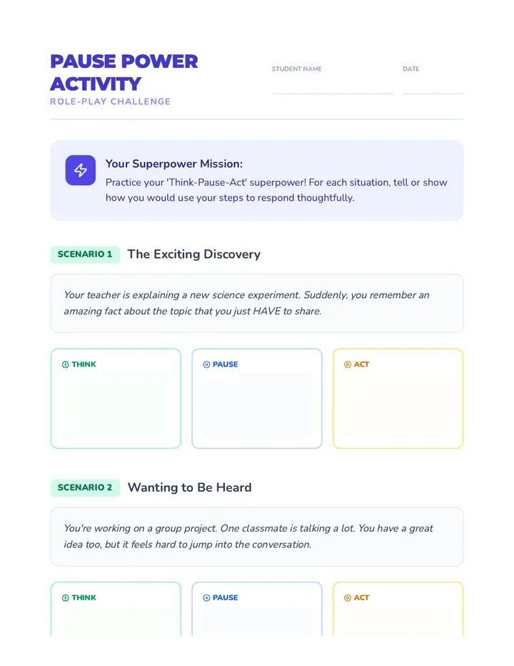 Pause Power Activity Sheet