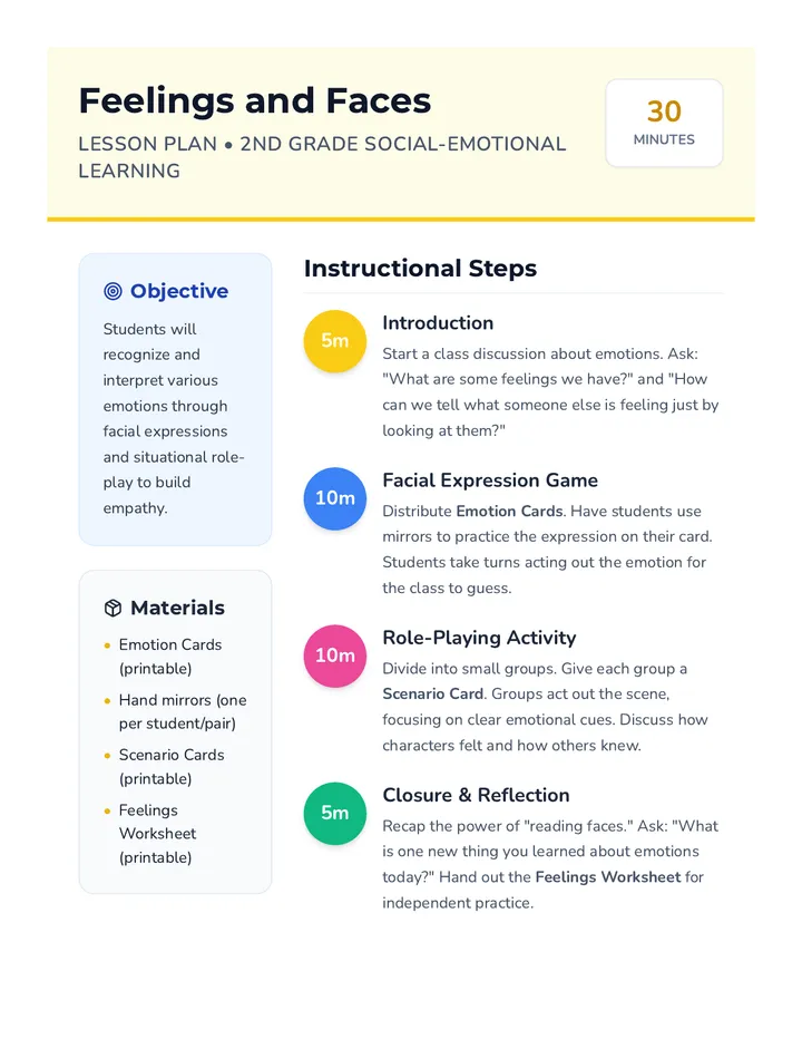 Feelings and Faces Teacher Guide • Material • Lenny.com