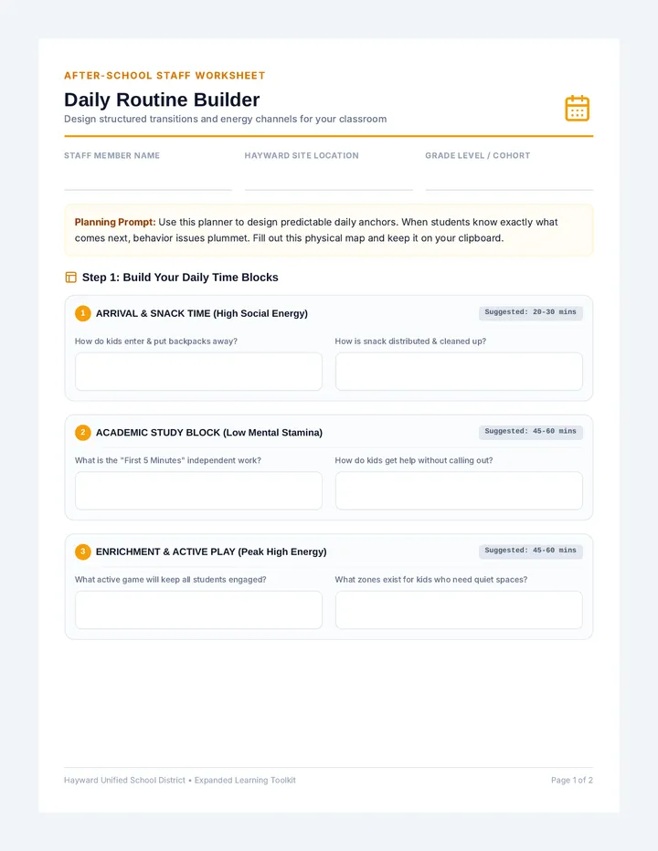 Routine Builder Planner