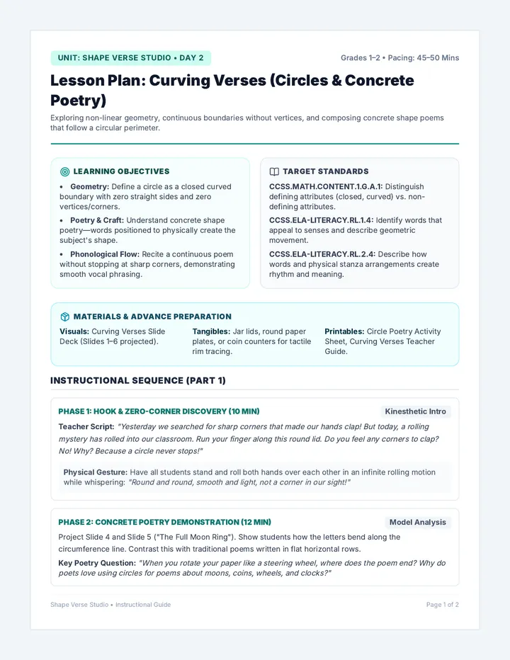 Curving Verses Lesson Plan