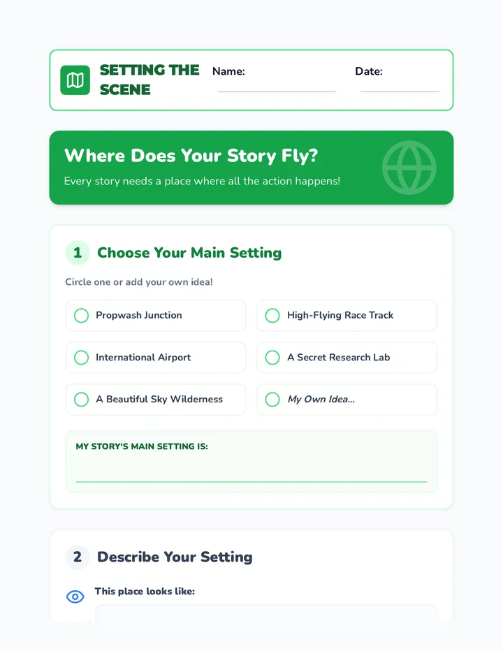 Setting the Scene Worksheet