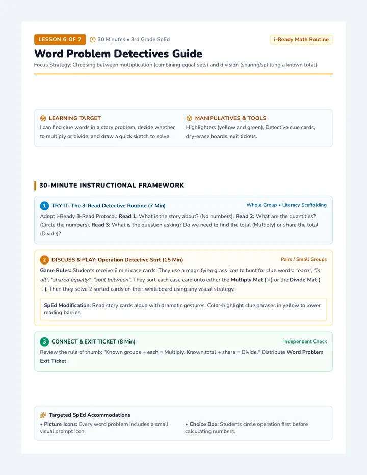 Word Problem Lesson Guide