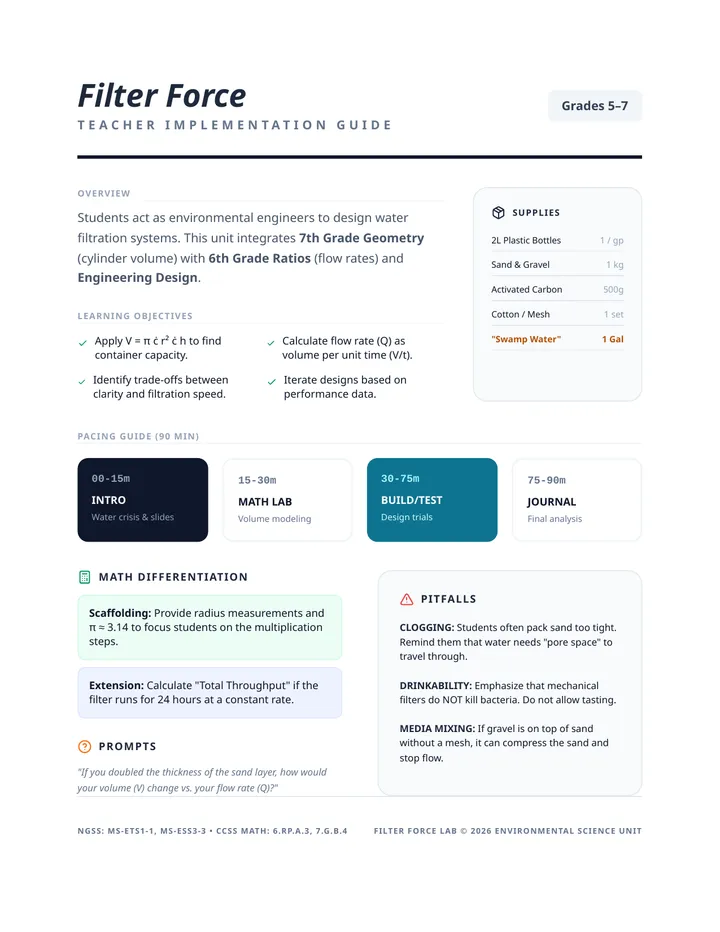 Filter Force Teacher Guide