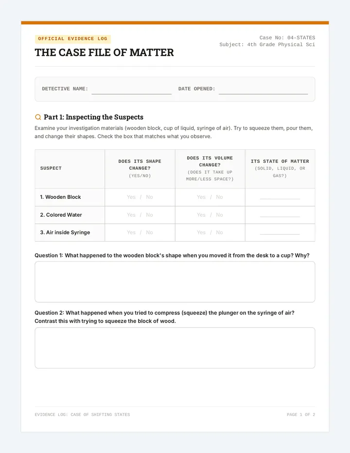 Evidence Log Worksheet