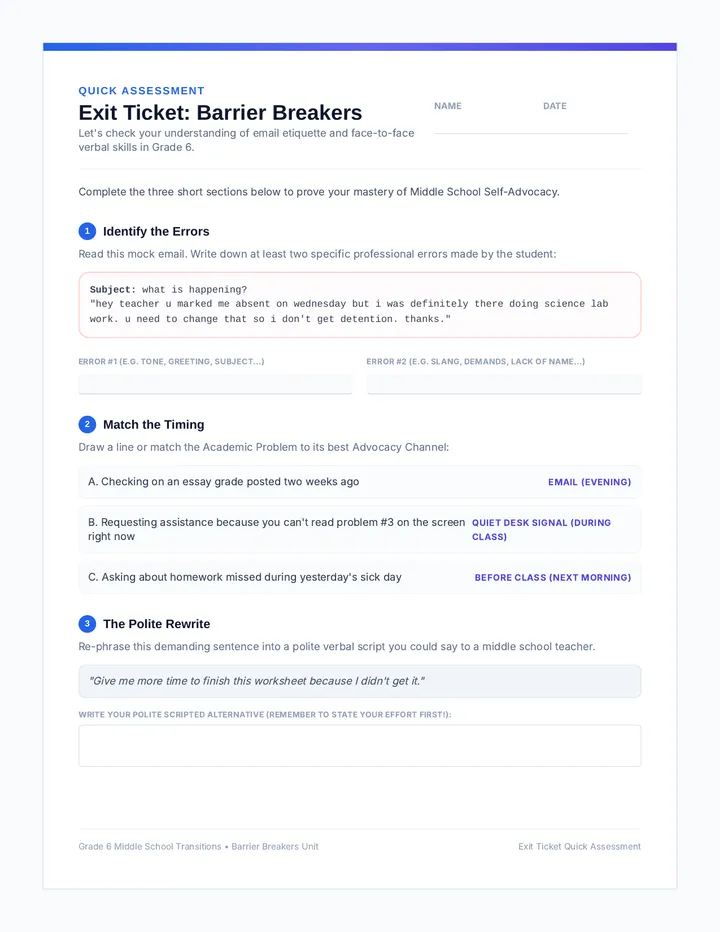 Barrier Breakers Exit Ticket
