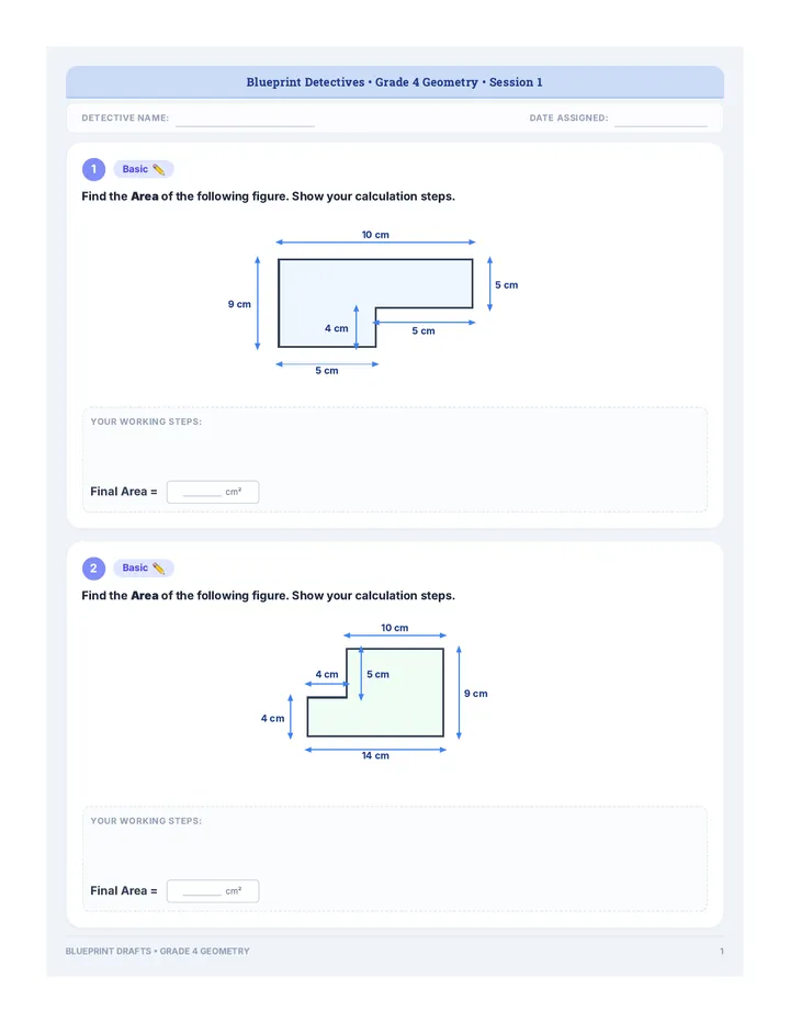 Blueprint Drafts Worksheet