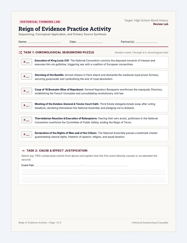 Reign of Evidence Practice Activity