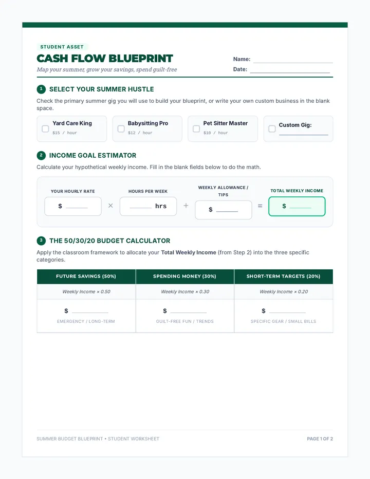 Cash Flow Worksheet