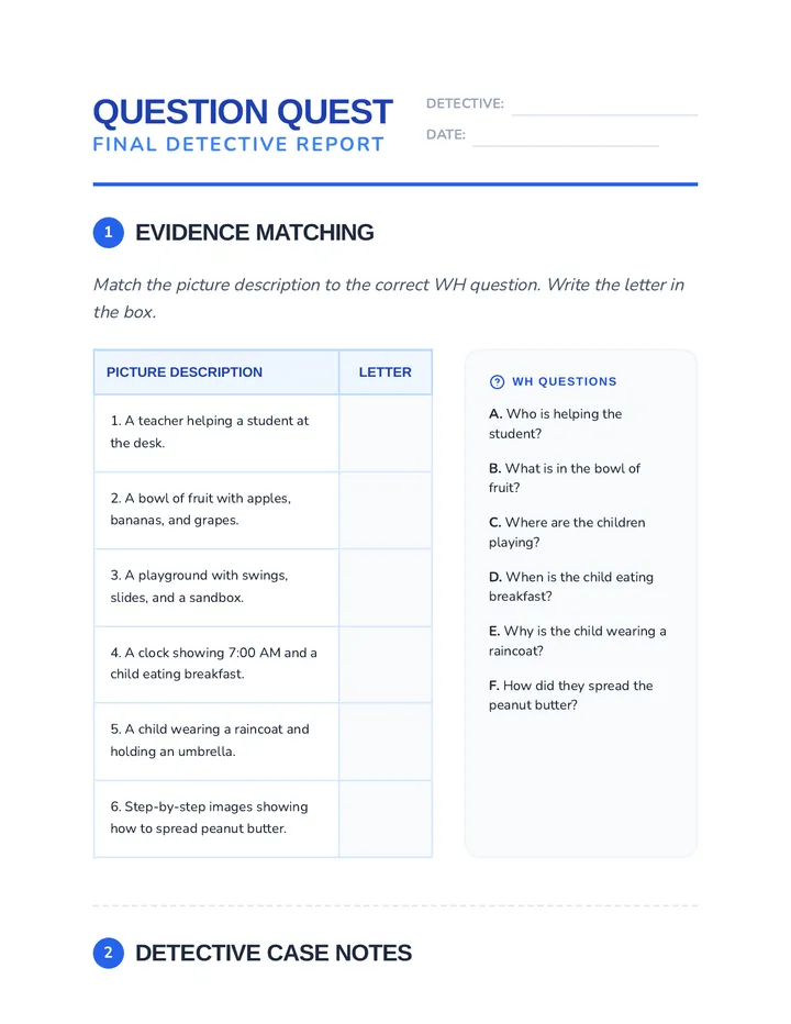 Question Quest Assessment Sheet