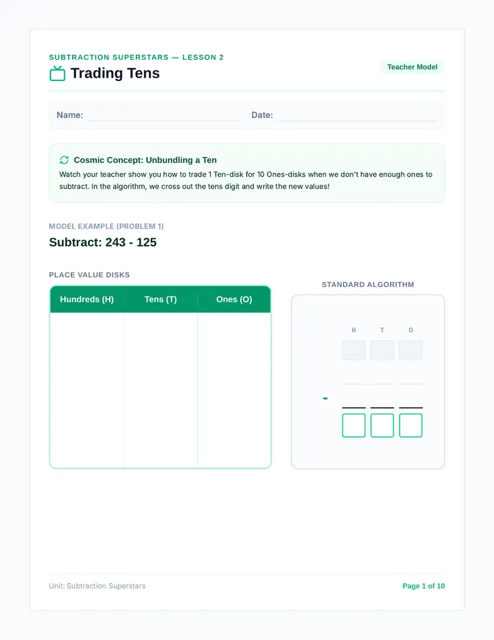 Trading Tens Worksheet