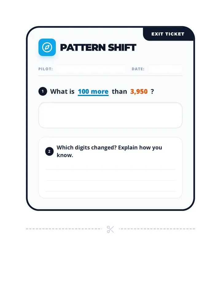 Pattern Shift Exit Ticket