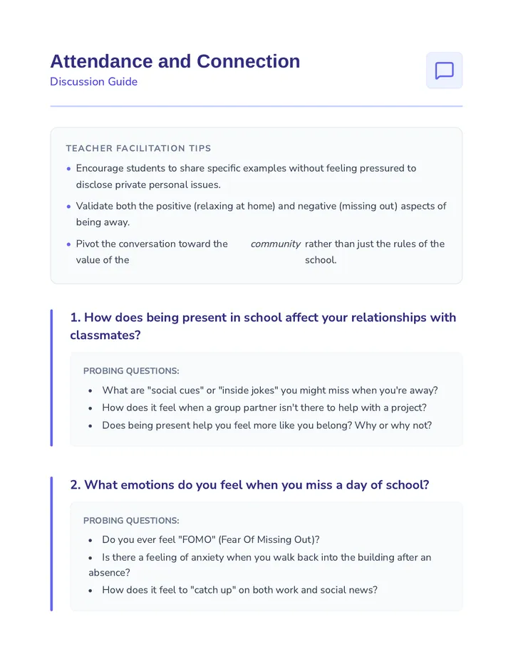 Attendance and Connection Discussion Guide