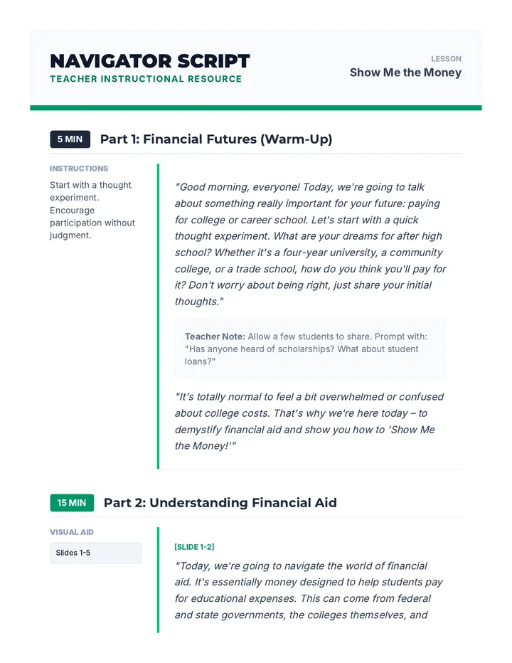 Financial Aid Navigator Script