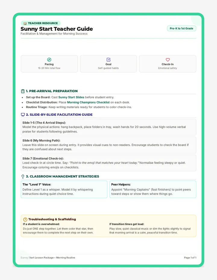 Sunny Start Teacher Guide