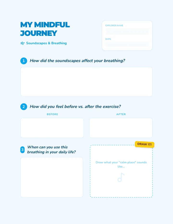 Mindful Breathing Reflection Worksheet
