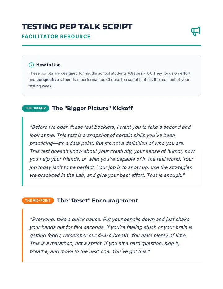 Testing Pep Talk Script