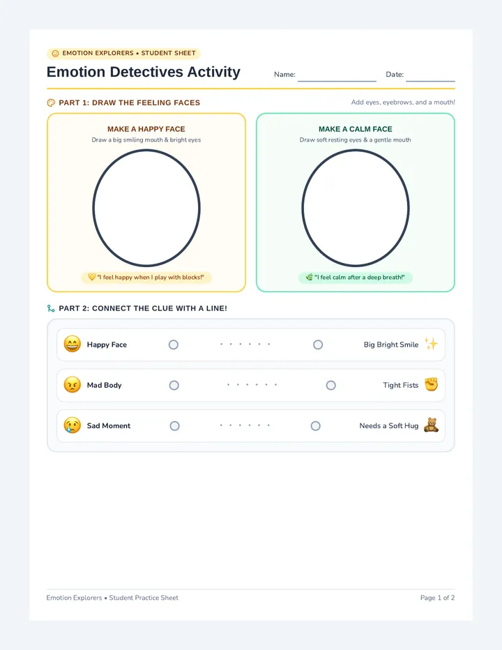 Emotion Detectives Activity Sheet