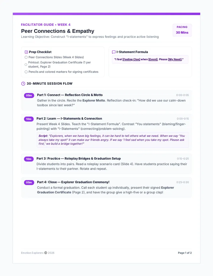 Peer Connections Guide and Activity