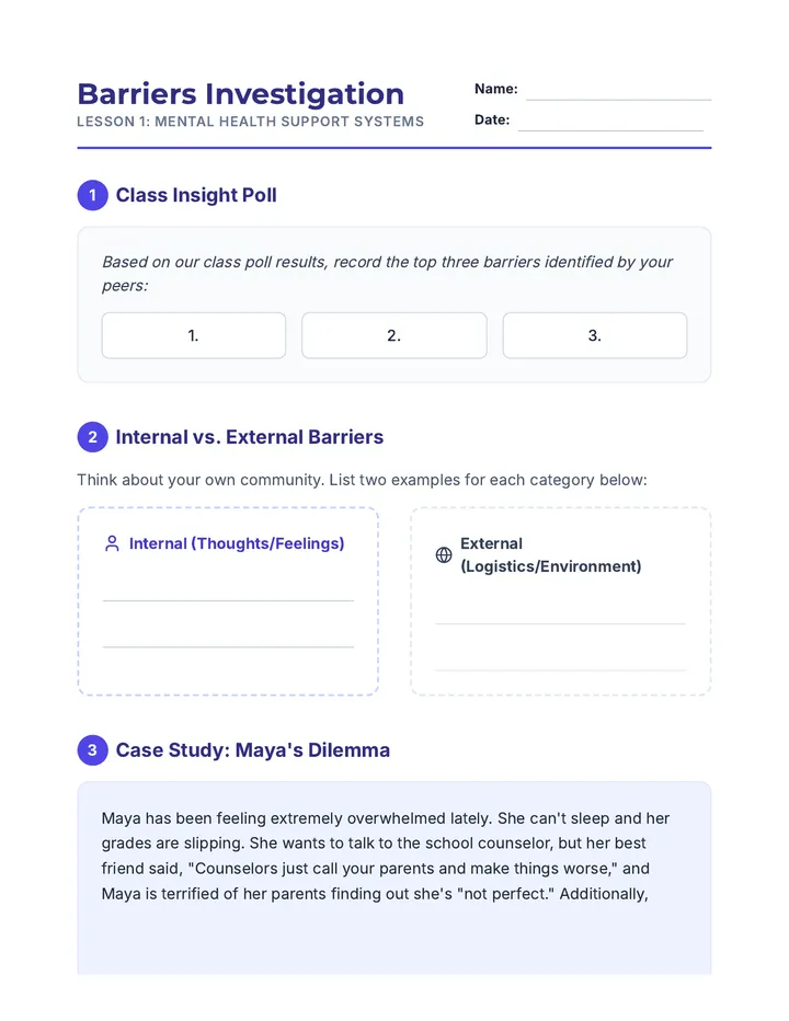 Barriers Investigation Worksheet