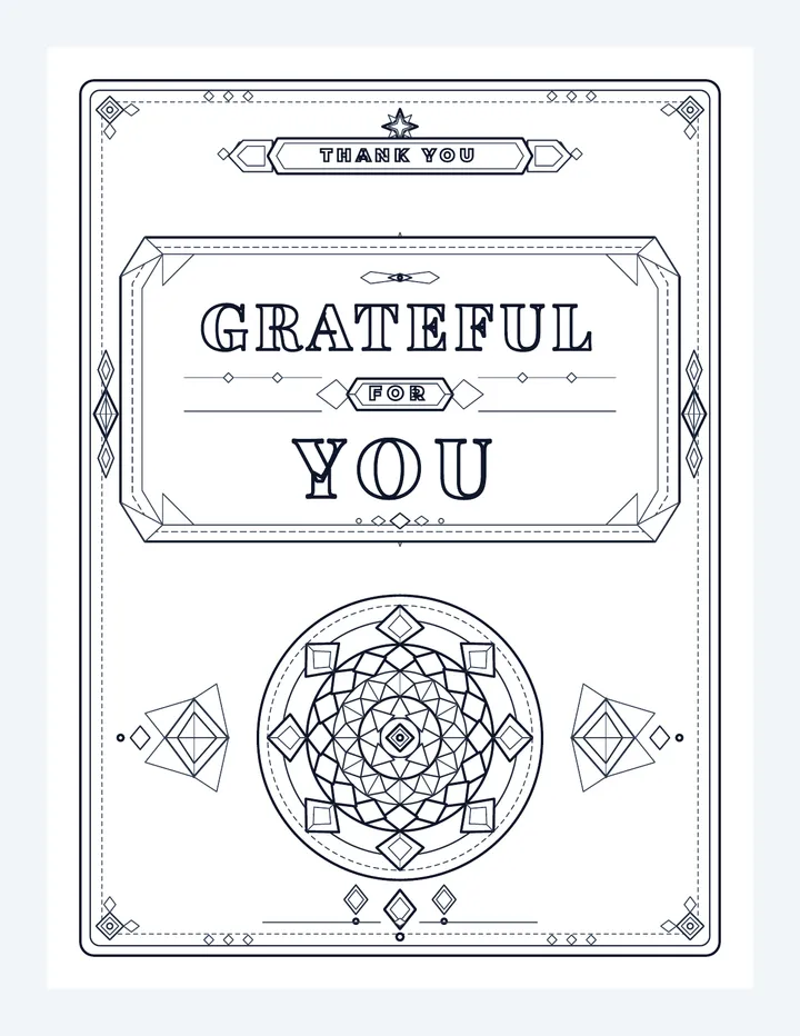 Geometric Gratitude Coloring Page