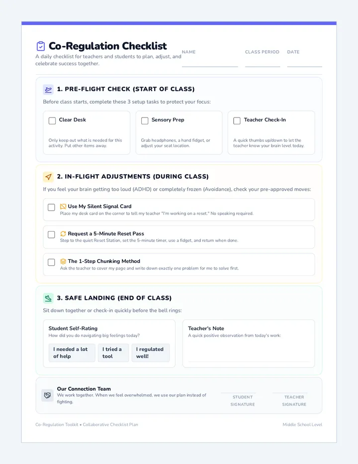 Co Regulation Connection Checklist