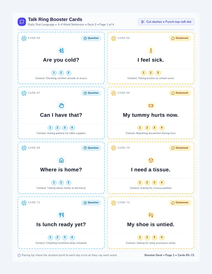 Talk Ring Booster Task Cards