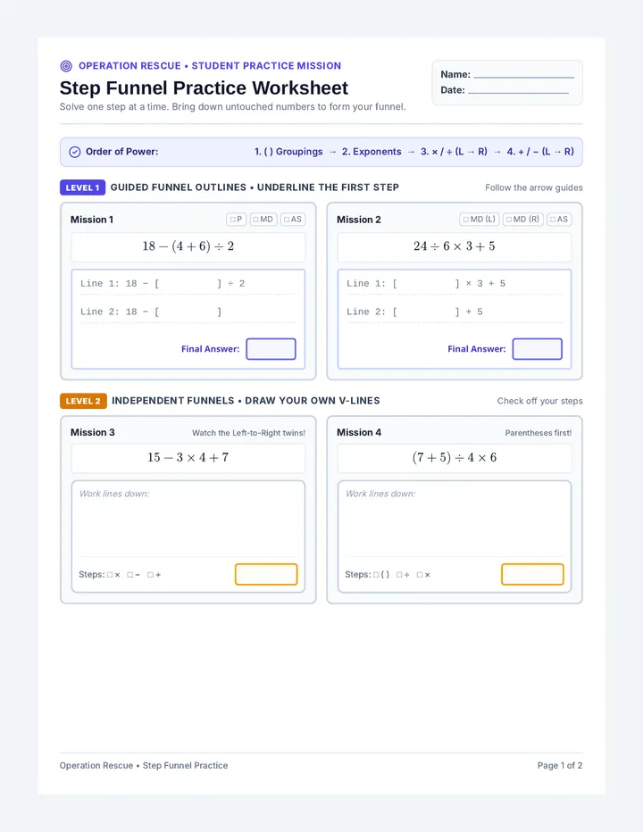 Step Funnel Practice Worksheet
