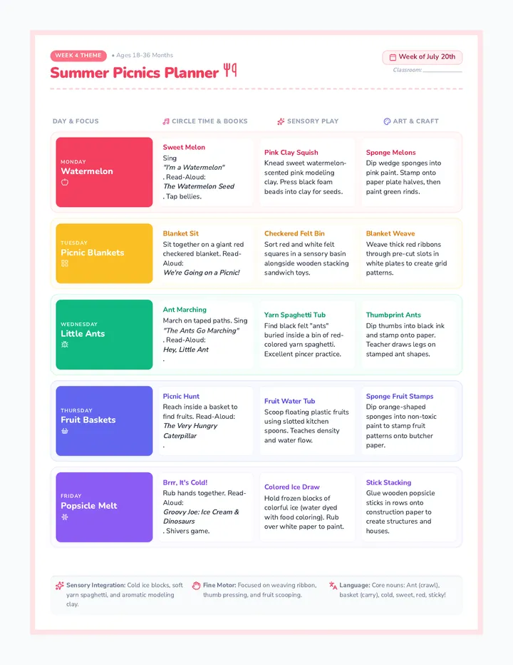 Summer Picnics Planner