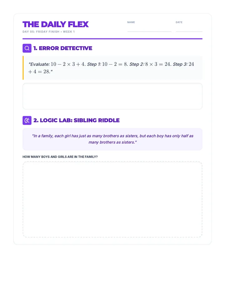 Day 5 Morning Flex Worksheet