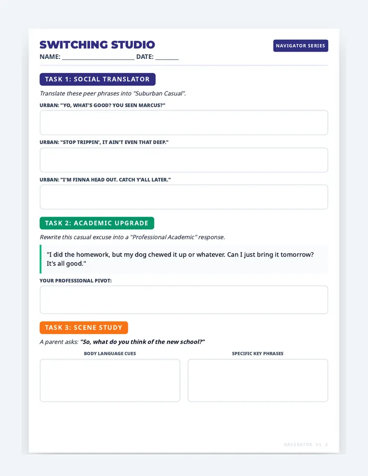 Switching Studio Worksheet