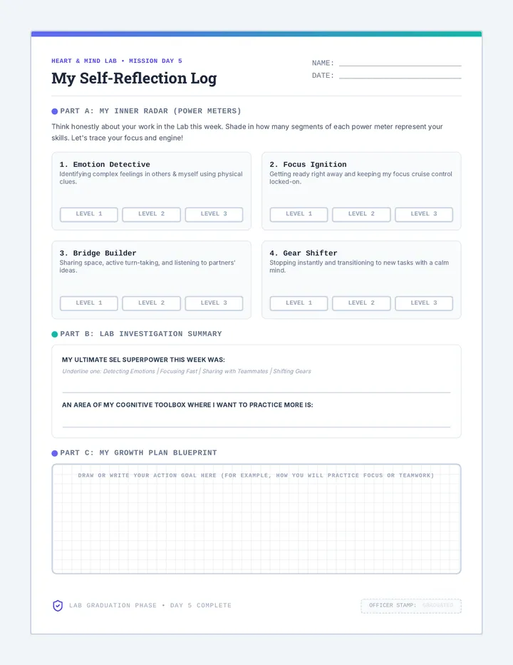 My Self Reflection Worksheet