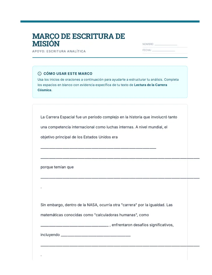 Marco Escritura Control Mision Spanish Scaffold