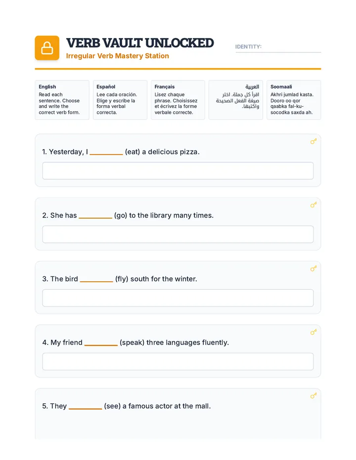 Verb Vault Activity