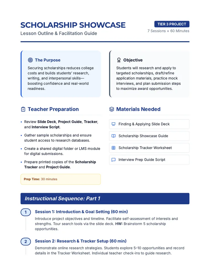Scholarship Showcase Outline