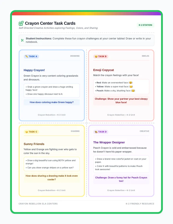 Crayon Rebellion Sorting Task Cards