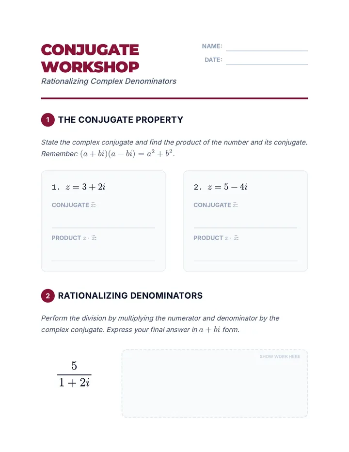 Conjugate Worksheet
