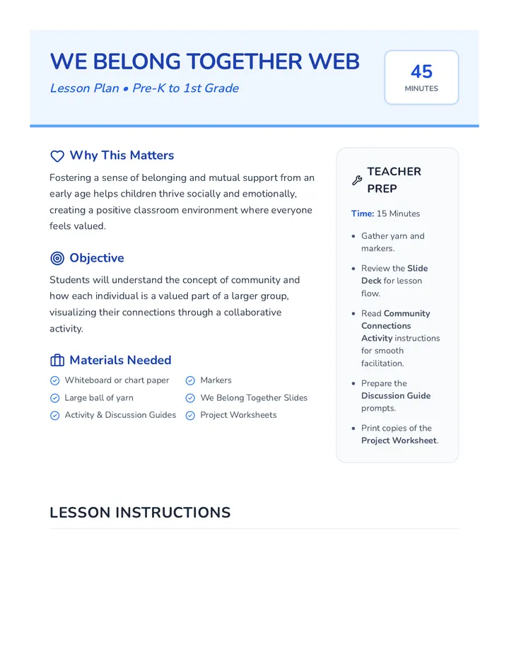 We Belong Together Lesson Plan